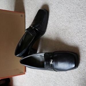 GUC Black Block Heel Loafer Pumps, Size 8.5